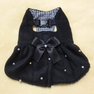 画像1: 黒フリース　コットンパール　ハーネスワンピース【４S・３Ｓ・２Ｓ・２SL・S】