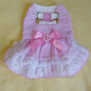画像1: ピンク　ふりふりお花のレース　ハーネスワンピース【４S・３Ｓ・２Ｓ・２SL・S】