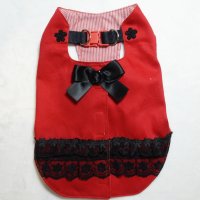 赤デニム　黒のフリフリレース　ハーネスロングベスト【４S・３Ｓ・２Ｓ・２SL・S】