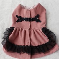くすみピンク　マイクロフリース　ブラックレース　オールカバー　ハーネスワンピース【４S・３Ｓ・２Ｓ・２SL・S】