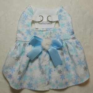 画像1: たくさんの雪の結晶柄　× フリース　ハーネスワンピース【４S・３Ｓ・２Ｓ・２SL・S】