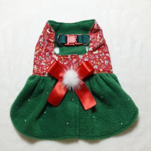 画像1: スモールクリスマス柄　× フリース　ハーネスワンピース【４S・３Ｓ・２Ｓ・２SL・S】