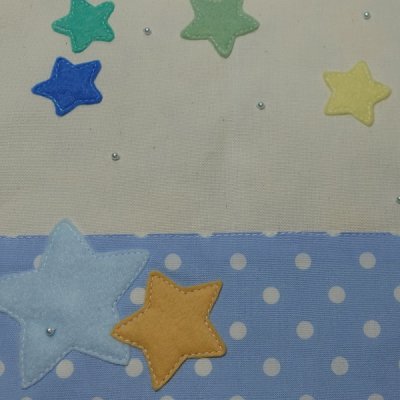 画像2: アイボリー　×　大きな水色ドット　パステルお星さま　レッスンバッグ　【完成品】