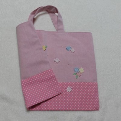 画像3: 桜色　×　ピンクドット　パステル小花モチーフ　レッスンバッグ　【完成品】