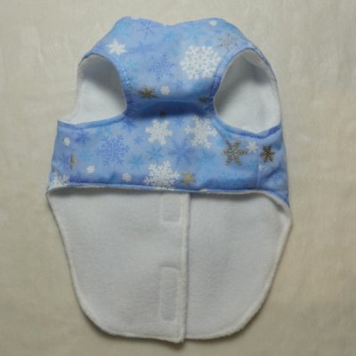 画像2: たくさんの雪の結晶柄 フリース オールカバー ハーネスロングベスト【4S・3S・2S・2SL・S】