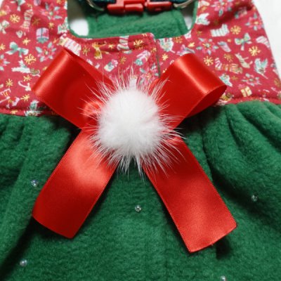 画像2: スモールクリスマス柄 × フリース ハーネスワンピース【4S・3S・2S・2SL・S】