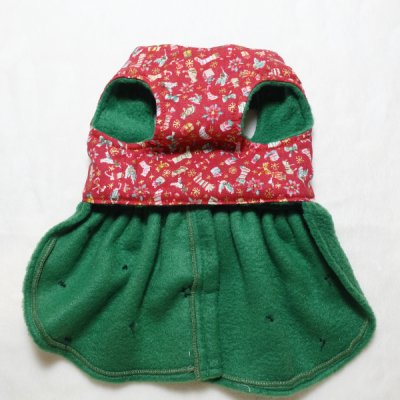 画像1: スモールクリスマス柄 × フリース ハーネスワンピース【4S・3S・2S・2SL・S】