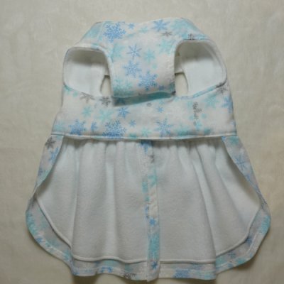 画像1: たくさんの雪の結晶柄 × フリース ハーネスワンピース【4S・3S・2S・2SL・S】